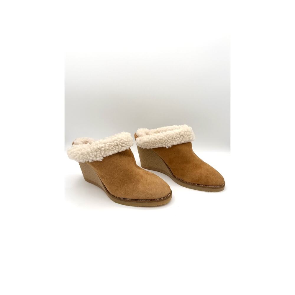 Isabel Marant Takita Tan Brown Suede Shearling Wedge Mule Heels Size 38 NWOB - Picture 3 of 14